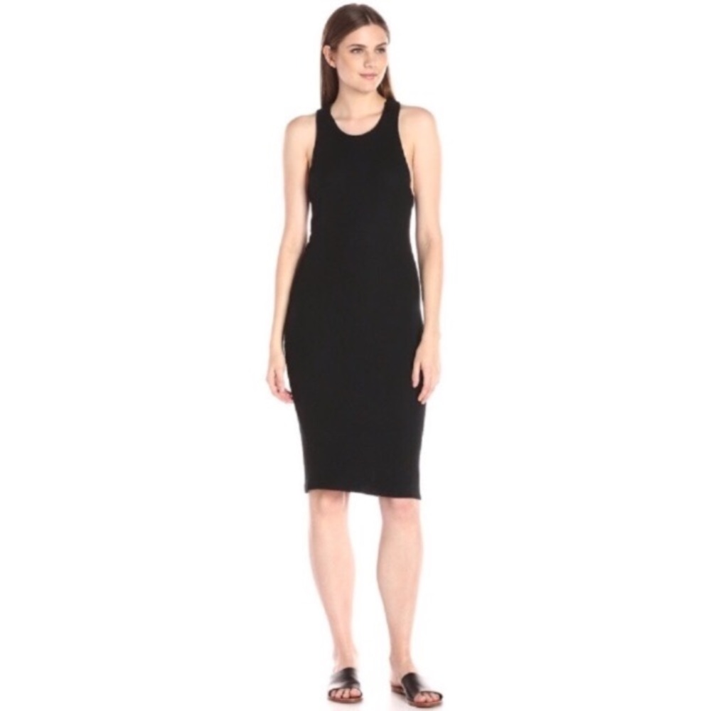 Super Soft Ribbed Knit Zipper Racerback Midi Dress - Picture 3 of 4
